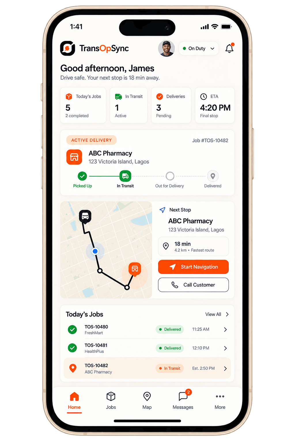 TransOpSync driver mobile experience